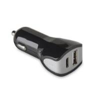 CCTYPECUSB - Caricabatteria da auto con doppia porta USB-A e USB-C, potenza massima 17 Watt