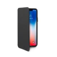 PRESTIGE - Custodia ad agenda ultrasottile con finitura morbida con effetto opaco colore nero compatibile con Apple iPhone Xs/ iPhone X