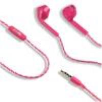 UP100 - Auricolare a filo stereo a goccia con jack 3,5 mm, remote control, microfono integrato con riduzione dei rumori, lunghezza cavo 1.2 mt, colore rosa