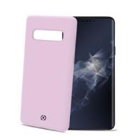FEELING - Cover morbida in silicone liquido con finitura soft touch e bordi anti scivolo colore rosa compatibile con Samsung Galaxy S10+