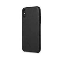 SUPERIOR - Cover in pelle sintetica con copertura tasti in alluminio colorato, colore nero compatibile con Apple iPhone Xs/ iPhone X